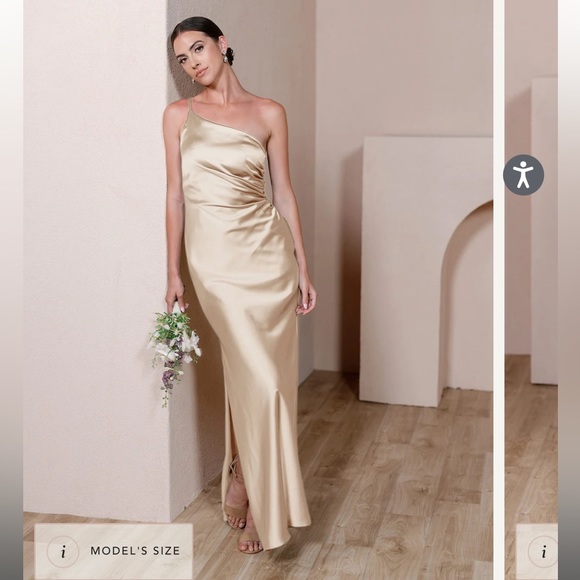 REVELRY BRIDESMAID One shoulder gown side slit WEDDING DRESS - Picture 1 of 5